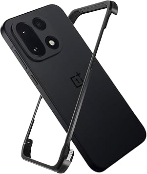 for OnePlus 15 Metal Bumper Case Frameless, Slim Fit Backless Frameless Backless Aluminum Alloy Bumper Compatible with MagSafe 4 Corner Shockproof Black