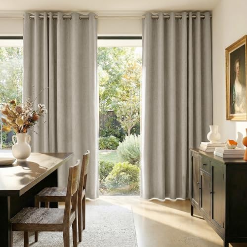Image of NICETOWN 100% Blackout Sliding Door Curtain, Beige, W100xL84, 1 Panel