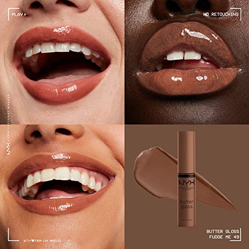 Image of NYX PROFESSIONAL MAKEUP Butter Gloss Brown Sugar, Non-Sticky Lip Gloss - Fudge Me (Warm Brown)
