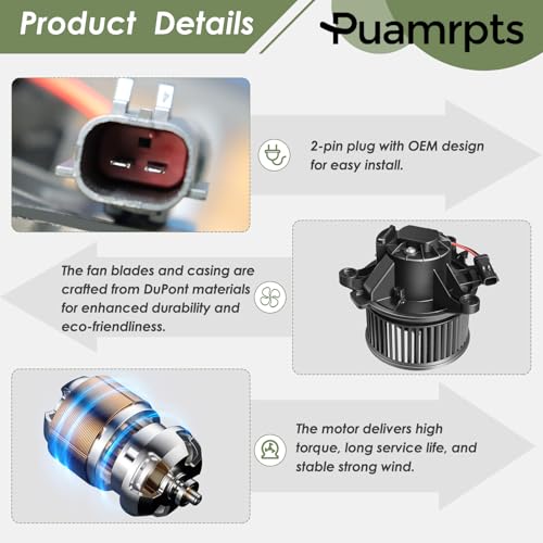 Image of AC Heater Blower Motor - Compatible with Dodge Vehicles - Dakota 2001-2004, Durango 2001-2003 - Replace# 75740, 700071, HM1065