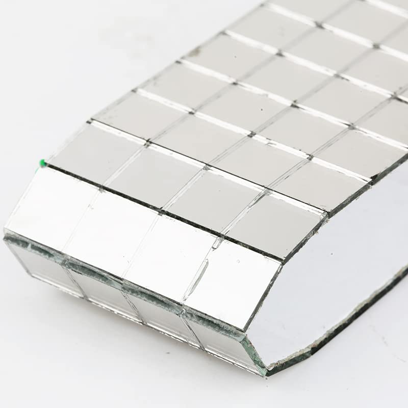 Mosaiksteine Selbstklebende quadratische Glasmosaikfliese Silber Spiegel Mosaikplatte for DIY Handwerk Wandaufkleber (Color : Sliver-5x5grid, Size : 4cmx3meters)