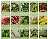 15 Pack Vegetable Garden Seeds - Deluxe Heirloom Variety Pack, Non-GMO, Perfect for Home Gardening and Planting