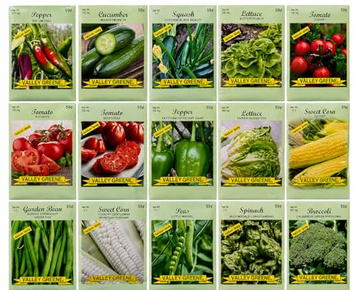 15 Pack Vegetable Garden Seeds - Deluxe Heirloom Variety Pack, Non-GMO, Perfect for Home Gardening...