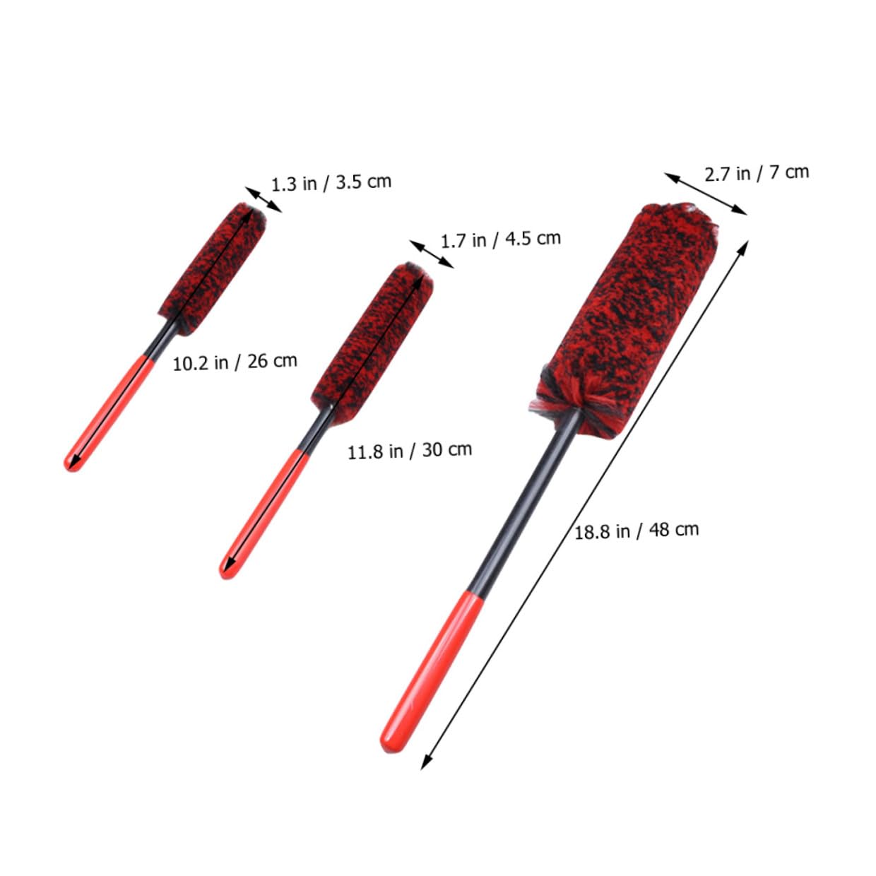 Set di 3 Spazzole per Cerchi e Pneumatici Auto Fibre Dense
