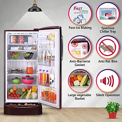Image of LG 215 L 3 Star Direct Cool Single Door Refrigerator (GL-D221ASPD, Red)