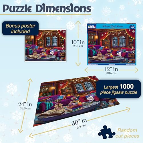 Rompecabezas de 1000 piezas White Mountain: Refugio invernal con libros, piezas grandes, regalo para adultos y familia, 24" x 30" miniatura 3
