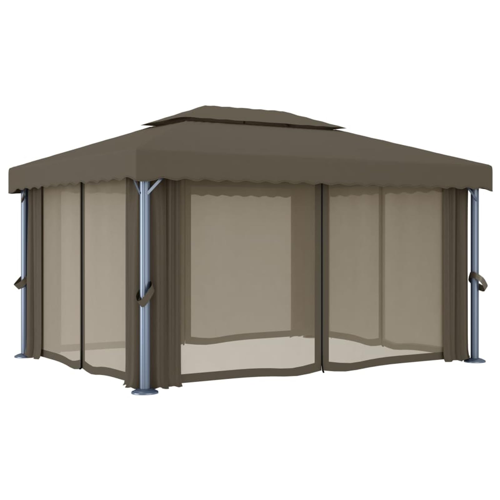 Gazebo con Tende e Stringa di Luci LED 4x3 m Grigio Talpa,Gazebo,Impermeabile,Anti UV,Gazebo da Giardino,Gazebo Esterno -3070357