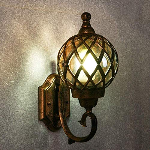 Lampe d'extérieur étanche bronze E27 applique murale métal lanterne sphérique - 5