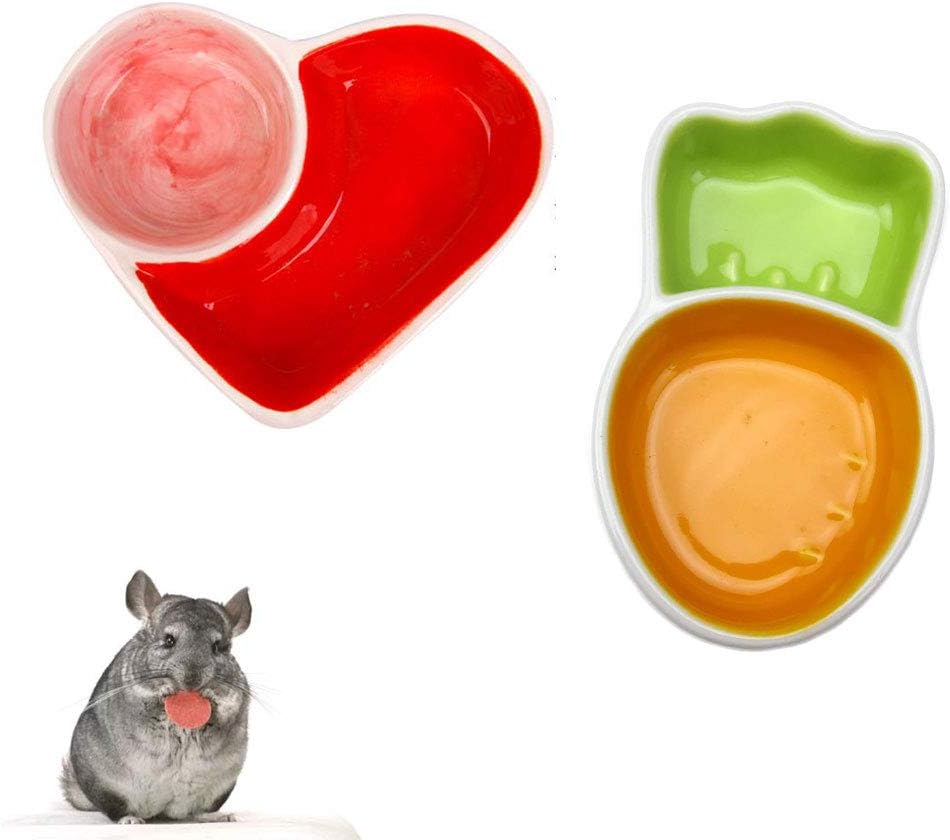 2pcs Rabbit Dishes Bunny Bowl, Large Ceramic Pet Bowl, Heavy Small Animal Food and Water Bowl for Hamster, Guinea Pig, Rat, Rabbit
