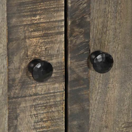 Cómoda rústica tallada a mano de madera maciza de mango en negro y gris 8