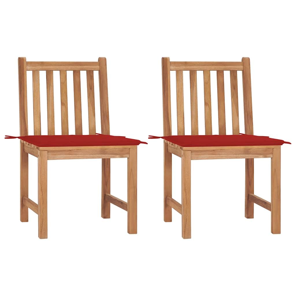 Chaises de jardin en teck massif avec coussins robustes pour terrasse