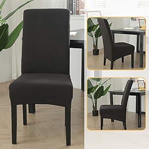 Stretch Dining Chair Slipcovers, XL/Oversized Removable Washable Soft Spandex Extra Large Dining Room Chair Covers for Kitchen Hotel Table Banquet Solid Color (2 Per Set, Black) Stretch Dining Chair Slipcovers XLOversized Removable Washable Soft Spandex Extra Large Dining Room Chair Covers for Kitchen Hotel Table Banquet Solid Color 2 Per Set Black