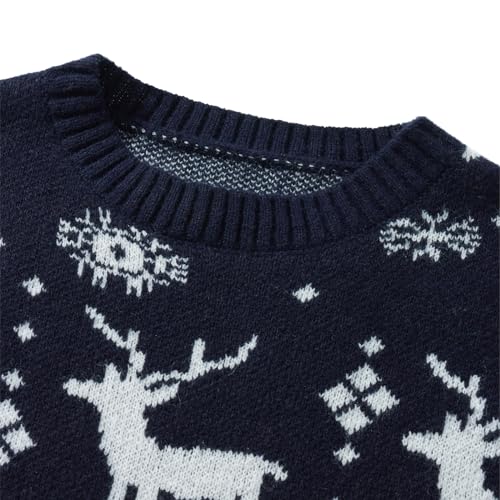 Family Christmas Sweater Matching Sets Long Sleeve Snowflake Reindeer Sweater Holiday Ugly Knit Pullover Tops4