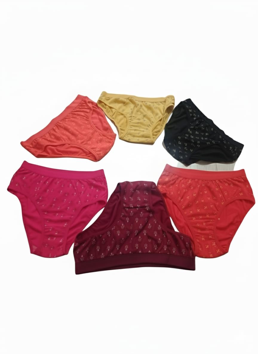 Combo Pack of 6 Women's Cotton Hipster Innerwear Floral Printed p****** a shorted Brief with Elastic Innerwear Multicolor-picture-35