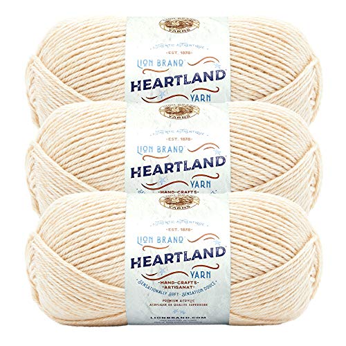 Image of Lion Brand Yarn Heartland Yarn, Worsted-Weight Yarn for Knitting, Crocheting, and Crafting, 3 Pack, Acadia