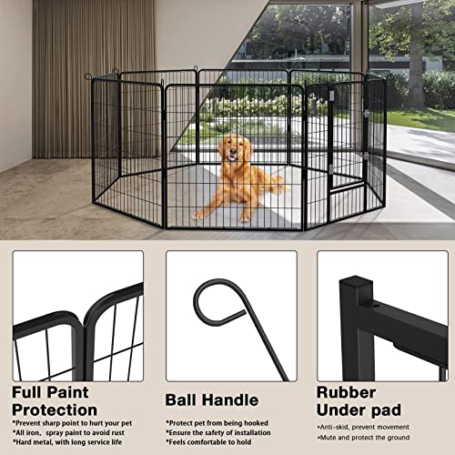 Tavata Heavy Duty Metal Dog Playpen Dog Fence For Outdoor, 8/16 Panels 24"/32"/40" Height Rustproof Dog Fence With Doors, Pet Fence For Large/Medium/Small Dogs, Pet Playpen For Yard,Camping #TOP5