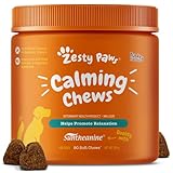 Zesty Paws Calming Chews for Dogs - Helps Promote Relaxation & Calmness - Dog Calming Chews with Suntheanine, Ashwagandha & Chamomile for Thunderstorms, Fireworks & Travel - Turkey Flavour - 90 Count