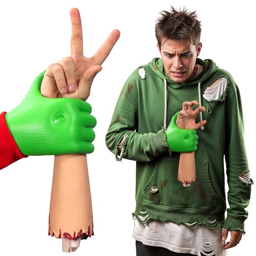 Zadin Realistic Severed Hand Prop for Halloween Rubber Fake Hand Bloody Realistic Body Part for Haunted Houses Pranks Theatrical Props Zombie Hands