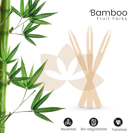 SWASTHA HYGIENE Wooden Fruit Fork Sets | Mini Fork for Snacks | Eco-Friendly Wooden Cutlery | Bamboo Party Forks | Mini Cocktail Picks |Fruit Appetizers Dessert Forks (9 CM, 160) 1