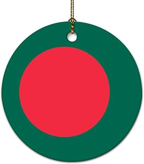 Bangladesh National Flag Christmas Tree Hanging Ornament Bangladesh Christmas Decorations for Tree Christmas Decor Ceramic Ornaments Gift Christmas Stocking Filling Gift