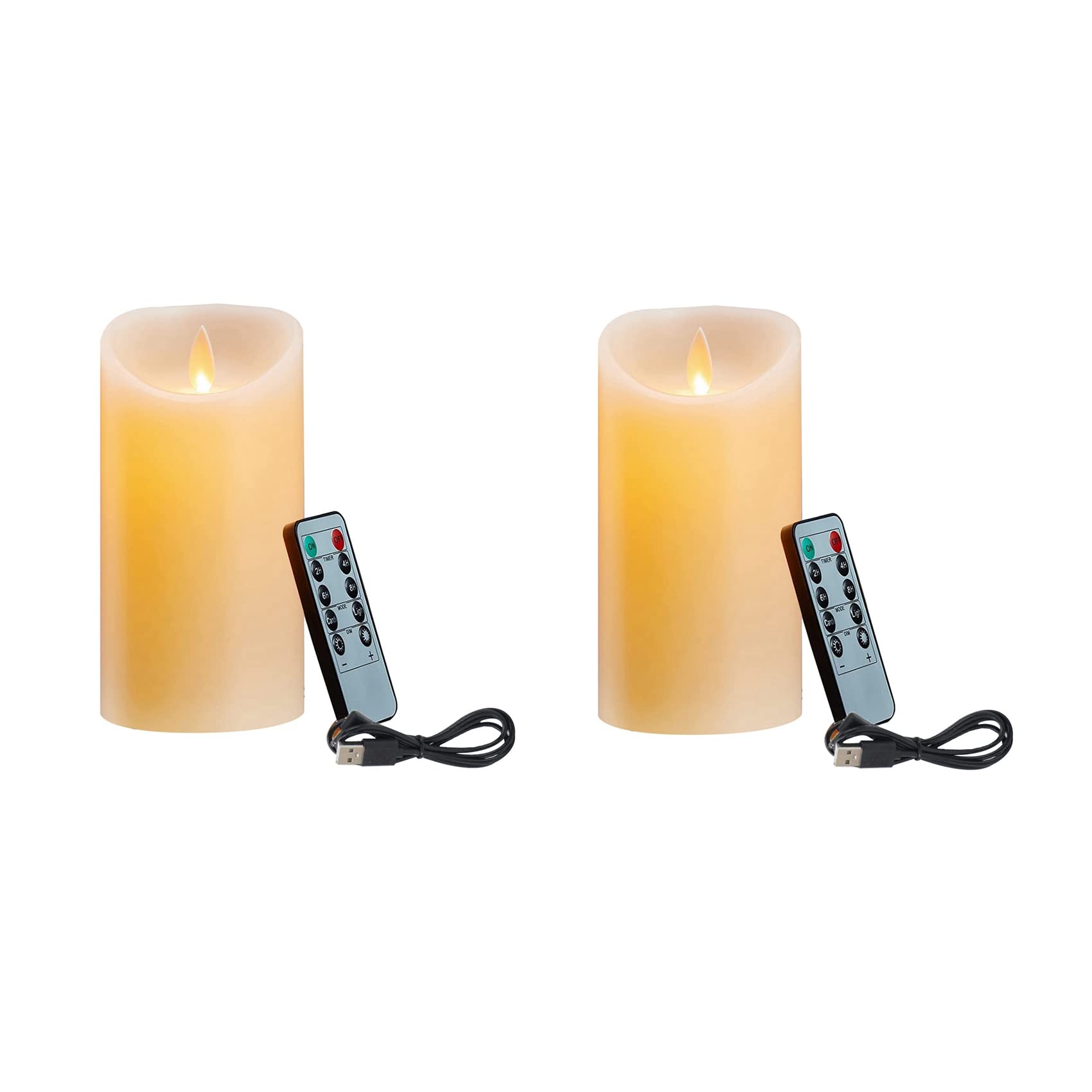 Hndhbfgrt 2X LED Candles, Flickering Flameless Candles, Rechargeable Candle, Real Wax Candles with Remote Control,10cm A