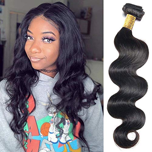 Brazilian Body Wave Human Hair Single Bundle 18 Inch 100% Unprocessed Body Wave Virgin Hair Extensions Body Wave Hair Weave Bundle 100g Natural Black(18Inch)