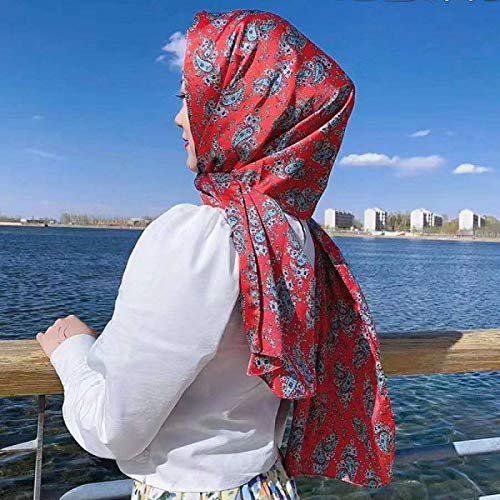 أربعة مواسم جديدة شرائط شاش إسلامية طويلة وشاح أدبي على الطراز الأوروبي والأمريكي موديلات أزياء الحجاب HJS 红色碎花