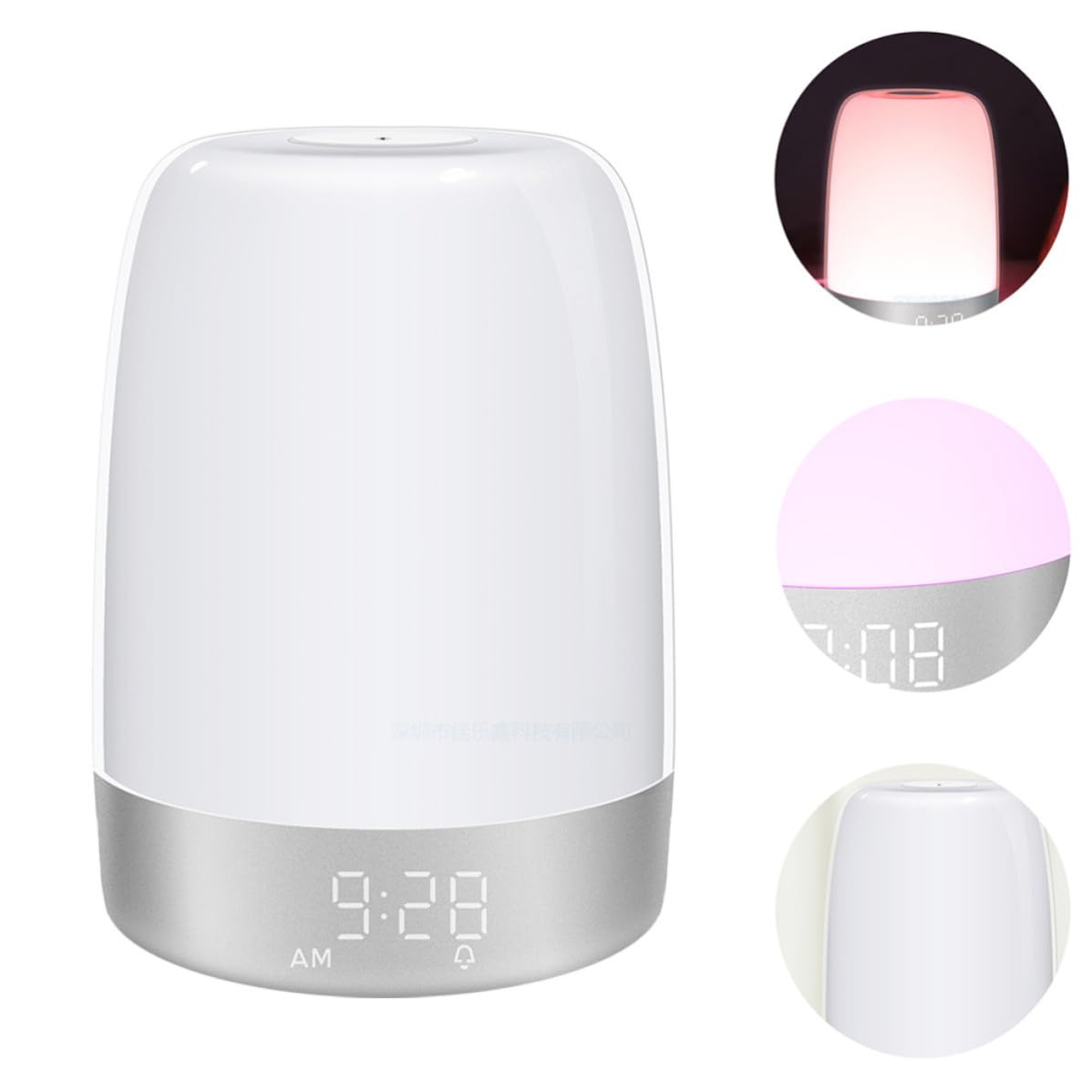 VILLCASE Lampe de Chevet Réveil LED Tactile à Minuterie, Blanc