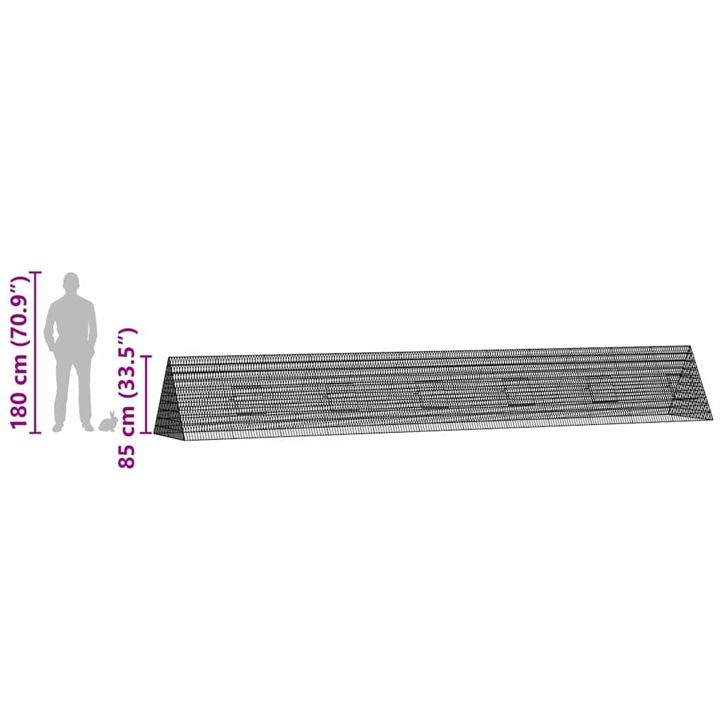 Jaula para conejos de acero galvanizado, 650 x 100 x 85 cm, resistente a la intemperie, resistente, para conejos, cobayas, hurones, erizos, terrarios, pajareras, con rejilla y cubierta