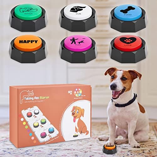 PWEZON 6 Recordable Training Buttons, 3 Mats Dog Buttons for Communication, Dog Speech Training Buzzers, Loud Clear Already Recorded Words