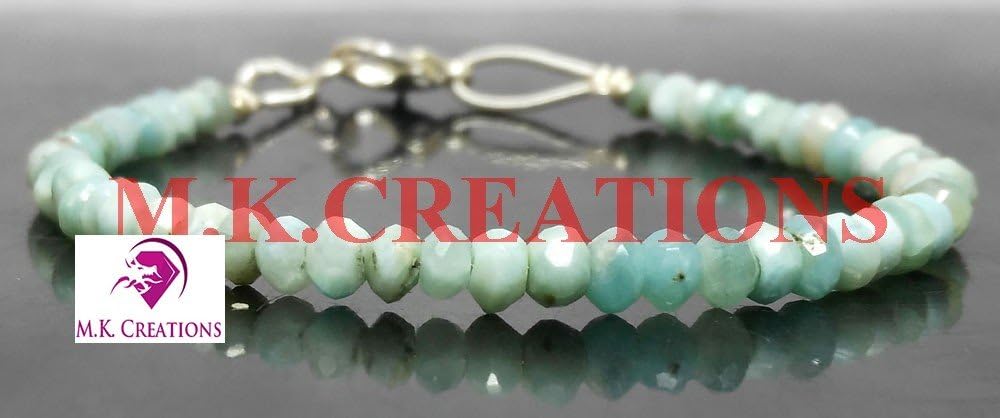 Cyber Monday! 1Pc natural larimar Beads Bracelet, 925 Sterling Silver Clasp larimar Gemstone Beaded Bracelet, Handmade AAA+ larimar Bead Unisex Bracelet Jewelry