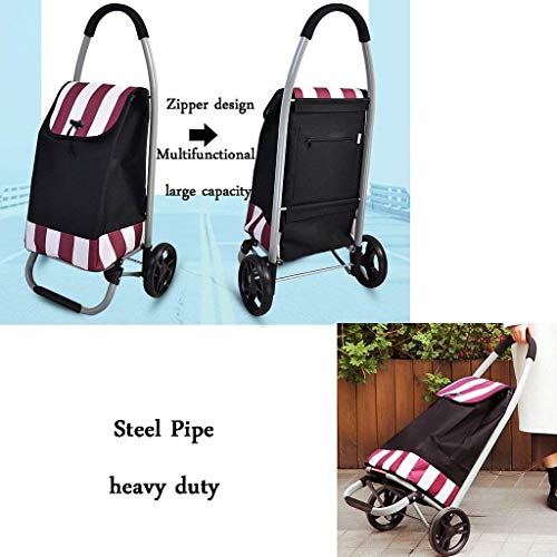 SENWEI Multifunktions-Einkaufstrolley, leicht, zusammenklappbar, mit 2 Kugellagern, Oxford-Gewebe, Handkarren, Rot – Bild 4