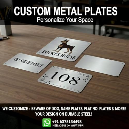 Image of Customize Steel Plate I for Bar Code, Logo, flat number, Name etc I Self Adhesive I 6x6, 6x4 inch