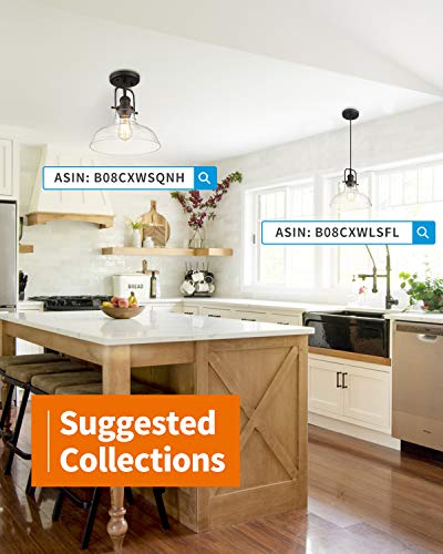 FEMILA Semi Flush Mount Ceiling Light, Farmhouse Close to Ceilight Lighting Fixture, Oil Rubbed Bronze Finish, Clear Glass Pendant Lamp Shade, 4FY09-F ORB