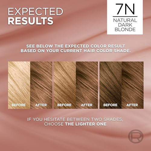 Image of L'Oreal Paris Excellence Universal Nudes Permanent Hair Color, Ammonia Free Hair Dye for Gray Hair Coverage, 7N Natural Dark Blonde, 1 Kit (Pack of 2)