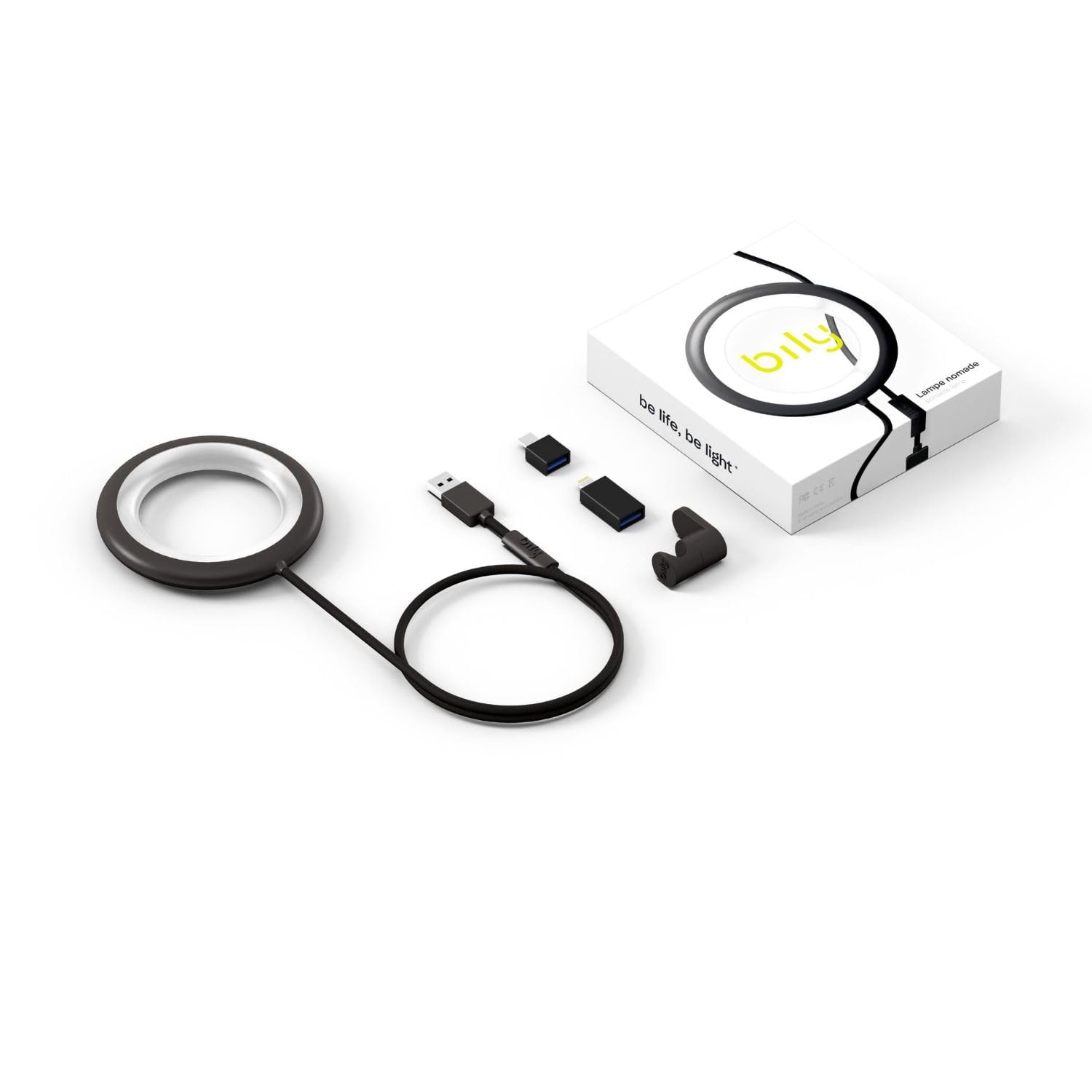 Lampada da Lettura Bily Nera, Nomade e Compatta, LED con 3 Livelli di Luminosità, Funziona senza Batterie né Pile, Ideale per Lettura, Lavoro a Maglia, Viaggio