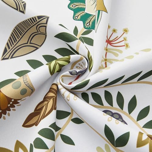Image of XiDi Boho Floral Curtains 54 Inch Length White Vintage Blackout Curtains