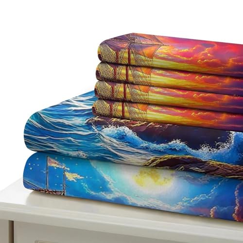 Housse de couette 200x200 navire en microfibre avec taie d'oreiller pour lit double enfant - 5
