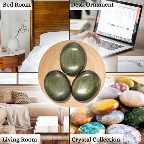 Image of Amazing Gemstone Pyrite Crystals and Healing Stones - Large Palm Stone Crystals Piedra, Crystal for Good Luck, Positive Energy, Meditation - Unique Stocking Stuffers and Birthday Gifts for Women, Men