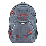 coocazoo Schulrucksack ScaleRale „Streetman“ grau-orange, ergonomischer Tornister, höhenverstellbar mit Brustgurt und Hüftgurt für Jungen 5. Klasse, 30 Liter