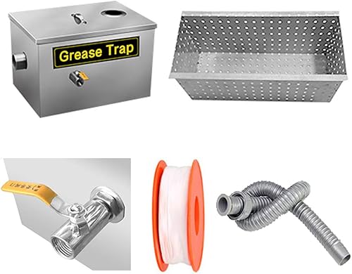 Miniatura 7 de Interceptor comercial de acero inoxidable trampa de grasa 0,25 toneladash (17.7x9.8x9.8 in)