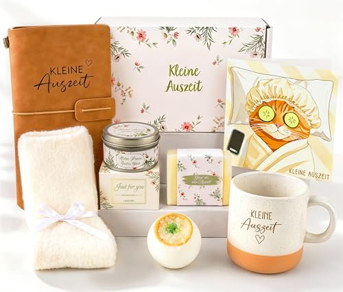 Giftota - Geschenke für Frauen - 7tlg Wellness Set Kleine Auszeit Entspannungsgeschenk als Dankeschön Geburtstagsgeschenk Gute Besserung & Abschiedsgeschenk für Mama Freundin Kollegin Lehrerin