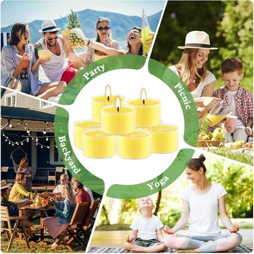 Image of 100 Pack Clear Tea Lights Candles Bulk, Summer Citronella Candle Outdoor and Indoor, for Birthday Emergency Home Garden(8 Hour, Yellow)