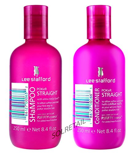 Lee Stafford Poker Straight Moisturising and Nourishing Shampoo & Conditioner Hair Care Duo 2x 250ml