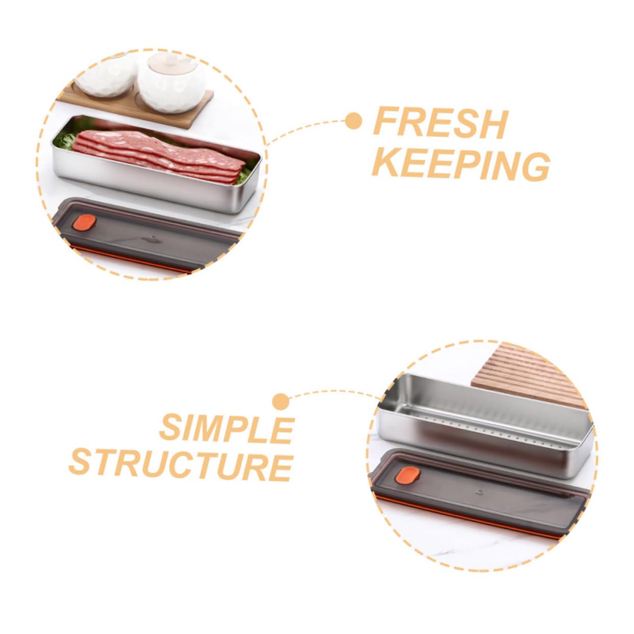 PRETYZOOM 4 Unidades De Caja De Tocino De Res Refrigerador Pequeño Tocino Refrigeradores De Cocina Contenedores Para Alimentos Contenedor De Acero Inoxidable Con Tapa Contenedor De