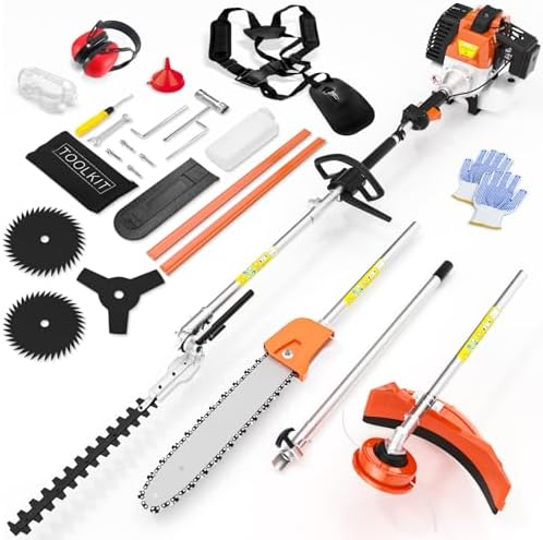 Best Grass Trimmer Gas: Which One Will Transform Your Lawn Care? 7 52cc 6 in 1 2-Stroke Gas String Trimmer with Gas Hedge Trimmer,Brush Cutter Gas Powered,Gas Weed Eater for Weeds and Grass