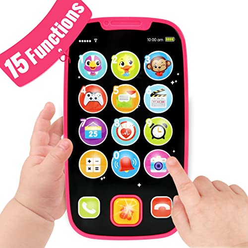 Toys for 1 Year Old Girl Gifts 15 Function 1 Year Old Girl Toys for 1 + Year Old Girl Baby Kids Toy Phone Baby Toys 12-18 Months Toddler Toys 2-3 1 Year Old Toys for Ages 2-4 2 Year Old Girl Toys-Pink