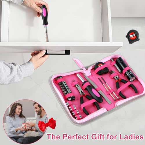 Kit de herramientas para el hogar 23 piezas color rosa miniatura 3