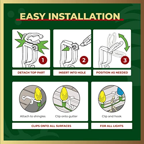 Holipro All-Purpose Holiday Light Clips [Set Of 400] Christmas Light Clips, Outdoor Light Clips - Mount To Shingles & Gutters - Works With Mini, C6, C7, C9 thumb #5