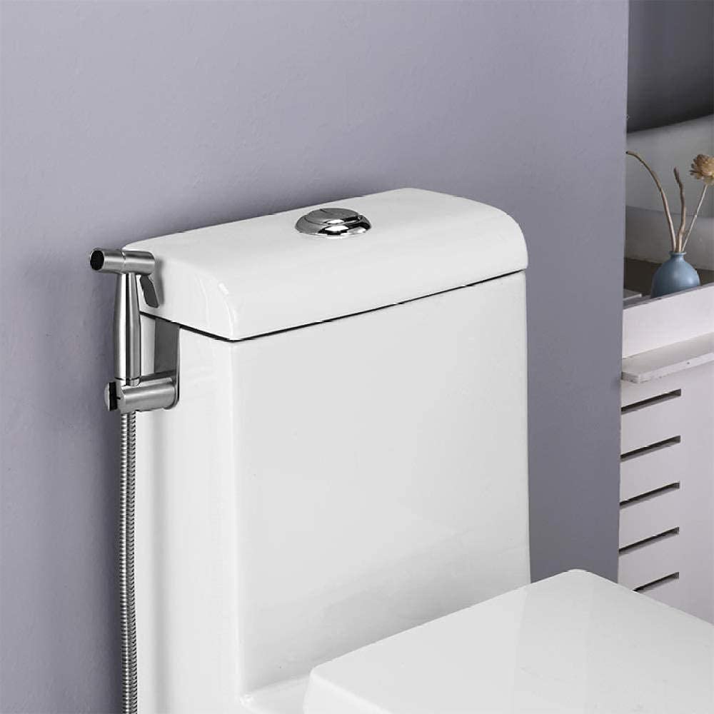 Kit Adattatore per soffione Doccia per WC da Bagno - Set di doccetta ad Alta Pressione in Acciaio Inossidabile, Montaggio a Parete